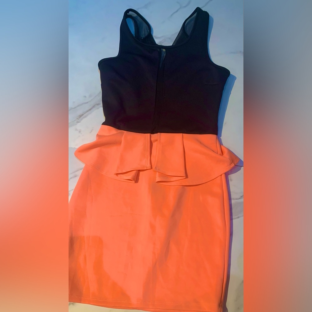 Two tone black/coral Charlotte Russe Peplum dress